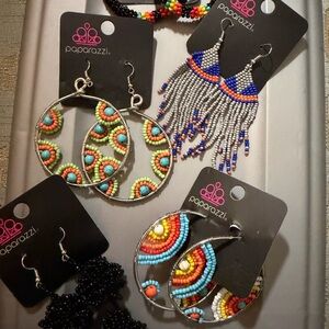 Paparazzi Vibrant Beaded Earrings- 5 pairs NWT